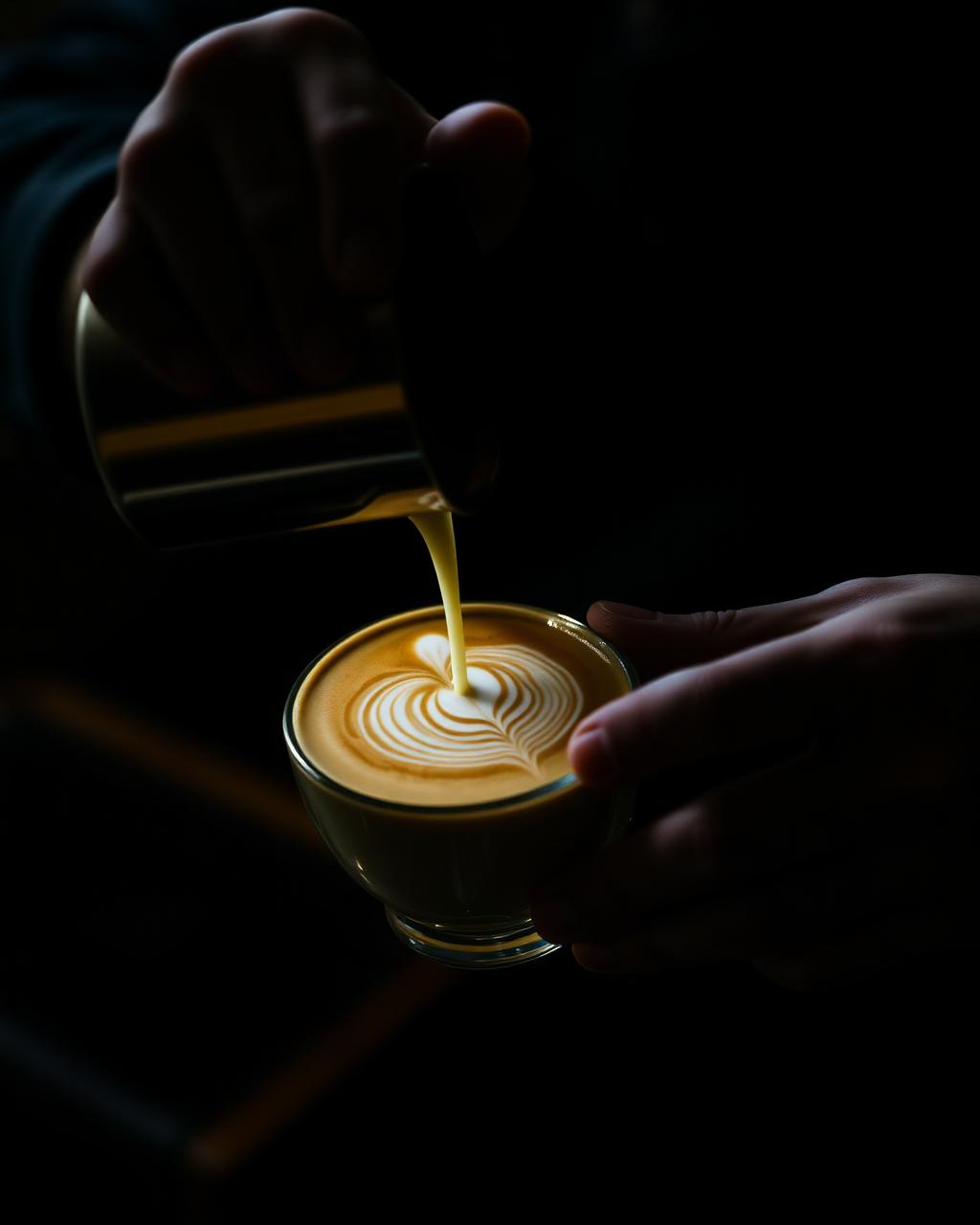 Barista pouring latte art
